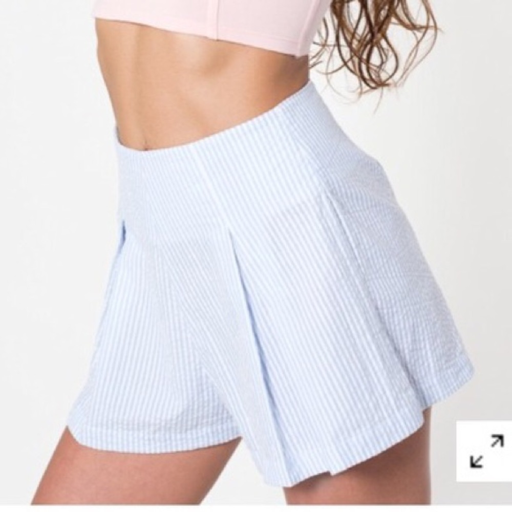 American Apparel Light Blue Striped Women Shorts